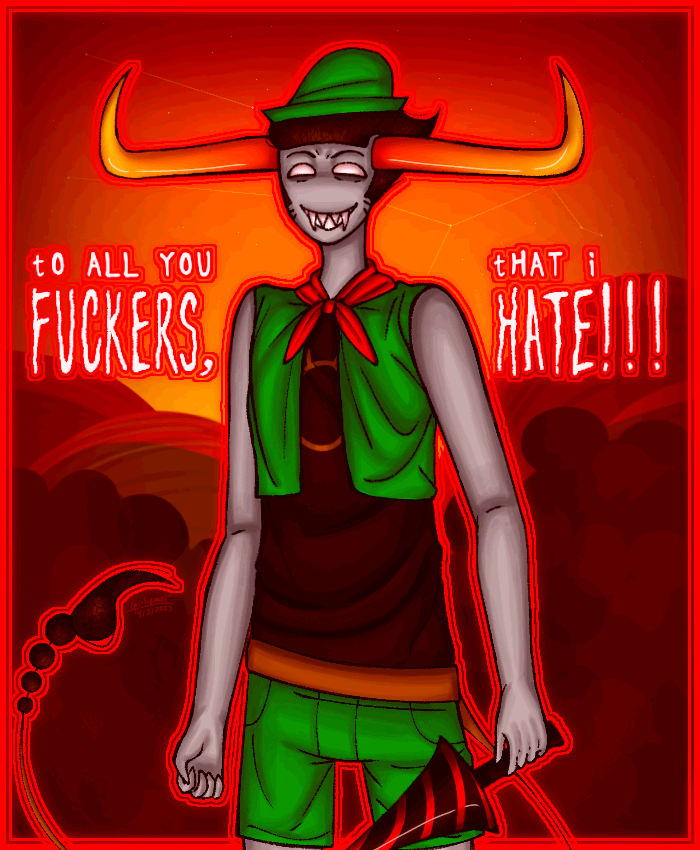 A digital drawing of pre-retcon Tavros.